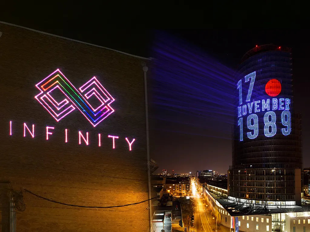 Laser advertising and digital signage